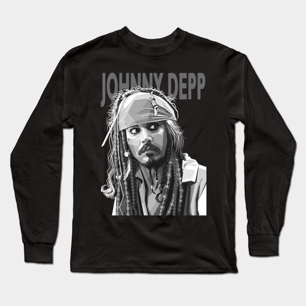 Johnny Depp Grey Long Sleeve T-Shirt by lots of artWork